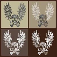 cráneo y alas en grunge estilo vector
