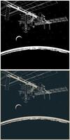 Space station in orbit of the planet vector