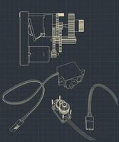 Micro servos blueprints vector