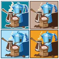 Several variants of classic coffee set vector