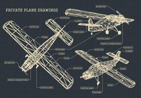 ligero privado avión dibujos vector