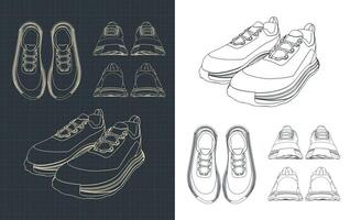 Sneakers drawings illustrations vector