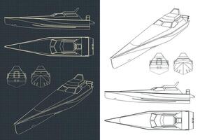 High speed boat drawings vector