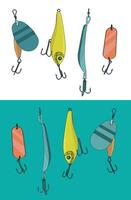 Floating Minnow Fishing Hard Lure Color Set vector