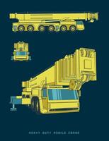 Heavy Mobile Crane in Cartoon Style vector