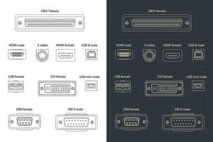 Interface Plug and sockets drawing vector