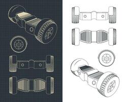 estilizado ilustraciones de un hoverboard planos vector