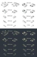 Interface Plug and sockets isometric drawing vector