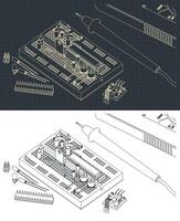 Electronics components drawings vector