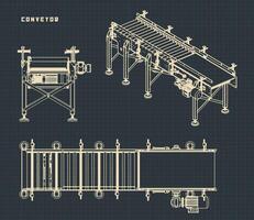 Blueprints of Conveyor vector