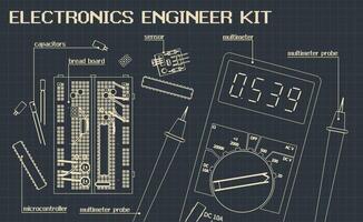 electrónica componentes equipo planos vector