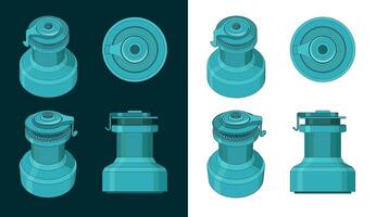 Yacht winch color drawing vector