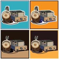 Headphones and amplifier set vector