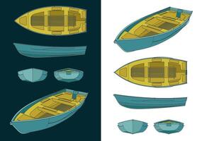 barco color dibujos vector