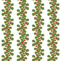 A simple twig with leaves and red berries. Seamless pattern. illustration. vector