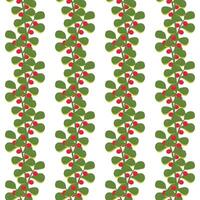 A simple twig with leaves and red berries. Seamless pattern. illustration. vector