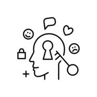 Unlock mental health support. A Outline illustration to represent mental health issue. vector