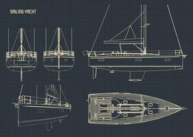 Sailing Yacht Blueprints vector