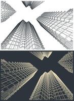 Stylized illustration of drawings of skyscrapers vector