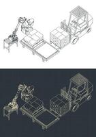 Robotic loading system in plants and warehouses vector