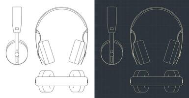 Monitor headphones blueprints vector