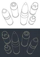 Bullets of various calibers vector