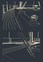 Deck and tackle of a sailing yacht vector