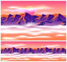 Mountain peaks in the clouds. Image seamlessly horizontally if needed vector