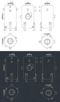 Vertical pressure tank blueprints vector