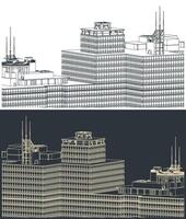 Skyscrapers close up illustrations vector