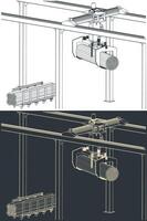 Overhead crane with bunching grab vector