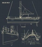 Sailing Yacht Blueprints Illustrations vector