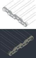 Chain transmission in a roller conveyor vector