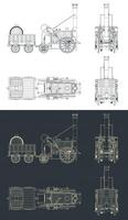Robert Stephenson's steam locomotive blueprints vector