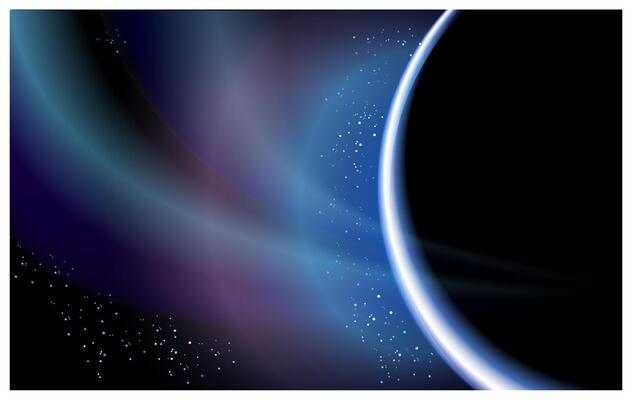 Realistic illustration of deep space. Planet orbit in the glow of the stars