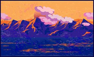 Mountains in the manner of Impressionism. Image seamlessly horizontally if needed vector