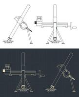 Mortar weapon system blueprints vector