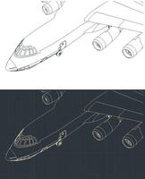 Heavy cargo aircraft drawings vector