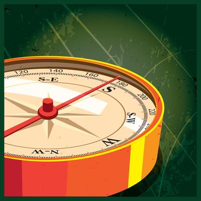 Cartography, travel, adventure, and so on. Compass points south