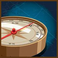 Cartography, travel, adventure, and so on. Compass points west vector