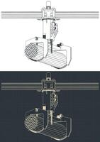 Overhead crane with bunching grab drawings vector