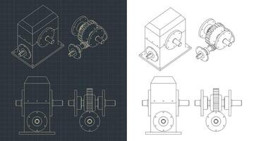 Speed reducer blueprints vector