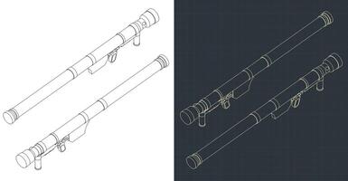 Man-portable air-defense system isometric blueprints vector