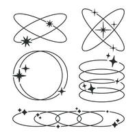 contorno y2k formas resumen moderno marcos, minimalista cifras con estrellas y destellos, de moda y2k estético formas plano ilustración colocar. geométrico diseño marcos vector