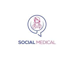 Doctor with bubble chat logo design icon concept template. vector