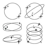 resumen y2k formas minimalista marcos con estrellas y destellos, contorno de moda y2k estético marcos plano ilustración colocar. moderno geométrico retro marcos vector