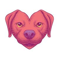 Hearts Shaped Dog Vintage Illustration vector