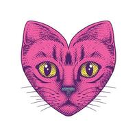 Heart Shaped Cat Vintage Illustration vector