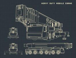 Heavy Duty Mobile Crane Drawings vector