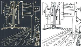 CNC milling and lathes machine illustration vector